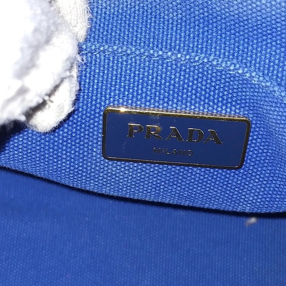 Auth Prada Canapa Blue Tote Bag - Picture 4 of 13